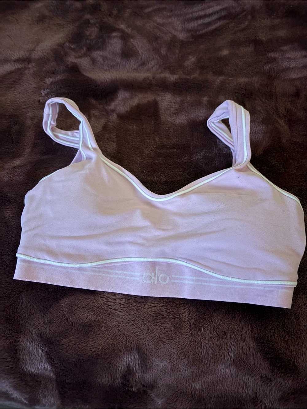 ALO Yoga Light Pink Seamless Pullover Sports Bra